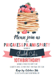 Pancake Party Birthday Party Invitation: Pancake Party Birthday Party Invitation