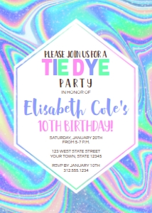 Tie Dye Birthday Party Invitation design preview