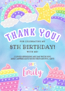 Pop it Party Pastel Thank You Card design preview