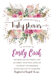 Boho Flowers Baby Shower Invitation design preview