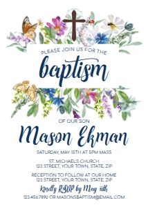 Butterfly Garden Baptism Invitation design preview