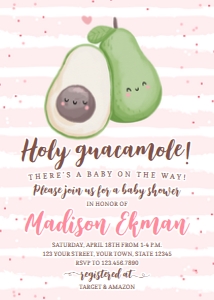 Avocado Baby Girl Shower Invitation design preview
