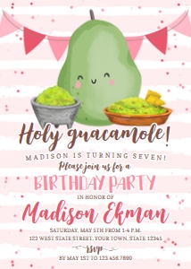 Avocado Girls Birthday Party Invitation design preview