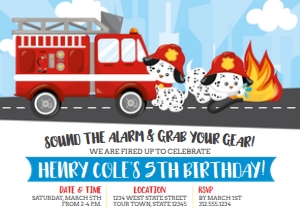 Firefighter Dogs Birthday Party Invitation: Firefighter Dogs Birthday Invitation