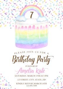 Cake Rainbow Birthday Party Invitation design preview