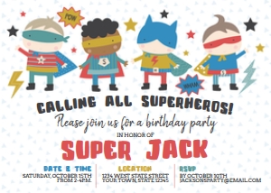 Superhero Birthday Party Invitation: Superhero Birthday Party Invitation