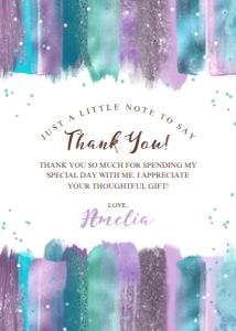 Glitter Brush Purple Thank You Card design preview