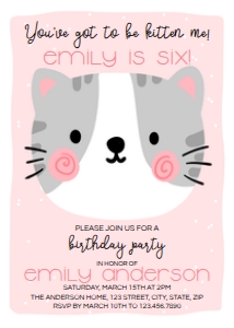 Kitten Birthday Party Invitation: Kitten Birthday Party Invitation