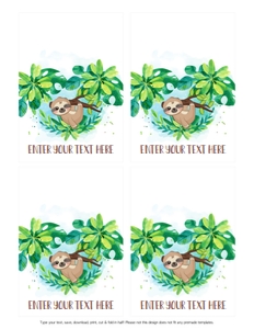 Sloth Boy Buffet Cards design preview