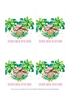Sloth Girl Buffet Cards: Sloth Girl Buffet Cards