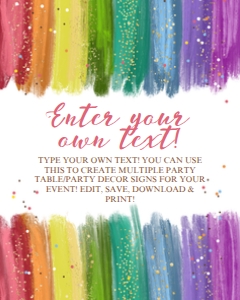 Glitter Rainbow Brush Custom Sign design preview