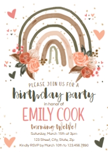 Boho Rainbow Birthday Party Invitation: Boho Rainbow Birthday Party Invitation