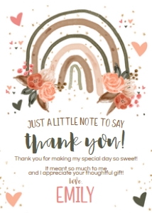 Boho Rainbow Thank You Card design preview