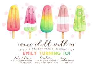 Popsicle Colorful Birthday Party Invitation design preview
