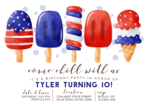 Popsicle 4th of July Birthday Party Invitation design preview