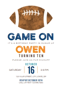 Football Simple Birthday Party Invitation: Football Simple Birthday Party Invitation