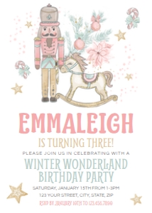 Rocking Horse Pink Birthday Party Invitation: Rocking Horse Pink Birthday Party Invitation