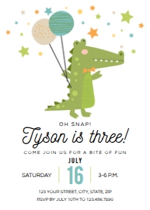 Alligator Birthday Party Invitation design preview
