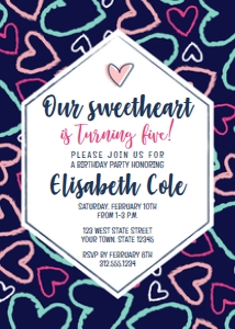 Hearts Blue Birthday Party Invitation: Hearts Blue Birthday Party Invitation