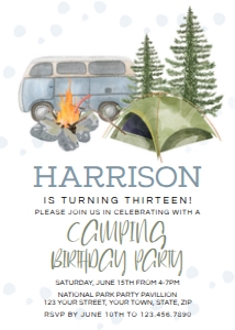 Camping Birthday Party Invitation: Camping Birthday Party Invitation
