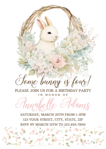 Bunny Wreath Birthday Invitation design preview