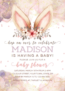 Bunny Ears Watercolor Baby Shower Invitation design preview