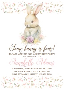 Easter Sweet Bunny Birthday Party Invitation: Easter Sweet Bunny Birthday Party Invitation