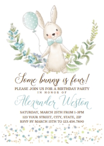 Bunny Boy Birthday Party Invitation design preview