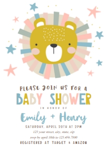Boho Lion Baby Shower Invitation design preview