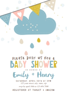 Boho Shower Cloud Baby Shower Invitation: Boho Shower Cloud Baby Shower Invitation