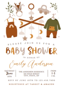 Boho Boy Clothing Baby Shower Invitation design preview