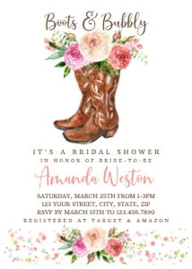 Boots and Bubbly Bridal Shower Invitation: Boots & Bubbly Bridal Shower Invitation