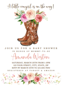 Cowgirl Baby Shower Invitation design preview