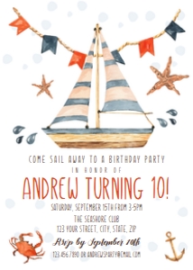 Nautical Boys Birthday Party Invitation: Nautical Boys Birthday Party Invitation