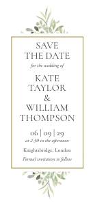 Save the Date Evite Template, Phone Invitation, Invite, Editable, Instant Download, Spring Leaves, Wedding, Engagement, Corjl design preview