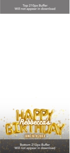 Happy Birthday Geofilter, Birthday Celebration, Corjl Template, Snap Chat Filter, Gold Balloons, SMS, Digital Template, Electronic design preview