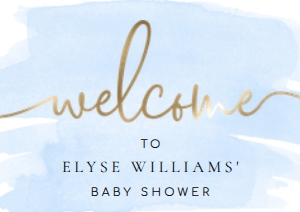 WAT-BLU-3-B005 - WATERCOLOUR BLUE GOLD - WELCOME SIGN - LANDSCAPE - A1: WAT-BLU-3-B005 - WATERCOLOUR BLUE GOLD - WELCOME SIGN - LANDSCAPE