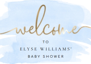 WAT-BLU-3-B005 - WATERCOLOUR BLUE GOLD - WELCOME SIGN - LANDSCAPE - A3: WAT-BLU-3-B005 - WATERCOLOUR BLUE GOLD - WELCOME SIGN - LANDSCAPE
