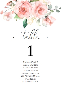 DAR-PNK-9-B046 - DARCY FLORAL PINK - TABLE NUMBERS - A5: DAR-PNK-9-B046 - DARCY FLORAL PINK - TABLE NUMBERS