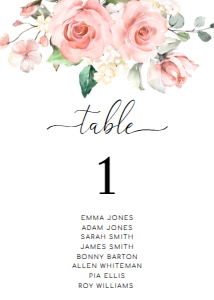 DAR-PNK-9-B046 - DARCY FLORAL PINK - TABLE NUMBERS - 5" x 7": DAR-PNK-9-B046 - DARCY FLORAL PINK - TABLE NUMBERS