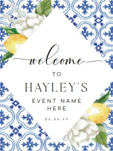 MED-BLU-3-B070 - THE MED LEMONS - WELCOME SIGN - PORTRAIT - 18" x 24": MED-BLU-3-B070 - THE MED LEMONS - WELCOME SIGN