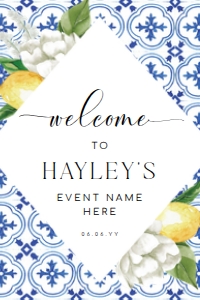 MED-BLU-3-B070 - THE MED LEMONS - WELCOME SIGN - PORTRAIT - 24" x 36": MED-BLU-3-B070 - THE MED LEMONS - WELCOME SIGN