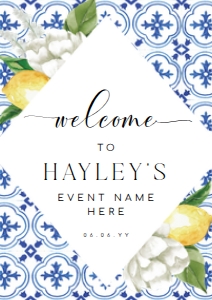 MED-BLU-3-B070 - THE MED LEMONS - WELCOME SIGN - PORTRAIT - A2: MED-BLU-3-B070 - THE MED LEMONS - WELCOME SIGN