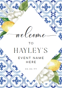 MED-BLU-3-B070 - THE MED LEMONS - WELCOME SIGN - PORTRAIT - A1: MED-BLU-3-B070 - THE MED LEMONS - WELCOME SIGN