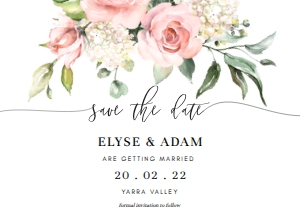 DAR-PNK-1-B103 - DARCY FLORAL - PINK - SAVE THE DATE - 5" x 7": DAR-PNK-1-B103 - DARCY FLORAL - PINK - SAVE THE DATE