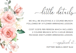 DAR-PNK-2-B101 - DARCY FLORAL - PINK - DETAILS CARD - 3.5" x 5": DAR-PNK-1-B139 - DARCY FLORAL PINK - BABY SHOWER INVITATION SUITE