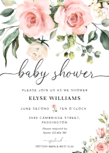 DAR-PNK-1-B138 - DARCY FLORAL PINK - BABY SHOWER INVITATION - 5" x 7": DAR-PNK-1-B139 - DARCY FLORAL PINK - BABY SHOWER INVITATION SUITE