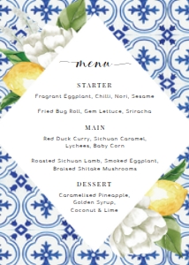 MED-BLU-12-B146 - THE MED - LEMONS - MENU - 5" x 7": MED-BLU-12-B146 - THE MED - LEMONS - MENU