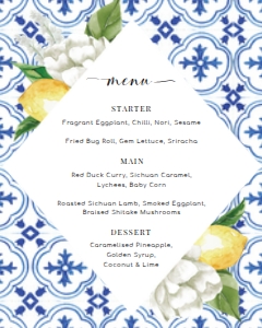MED-BLU-12-B146 - THE MED - LEMONS - MENU - 8" x 10": MED-BLU-12-B146 - THE MED - LEMONS - MENU