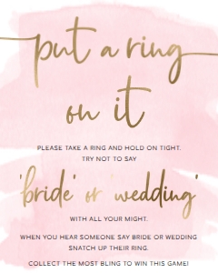 WAT-PNK-7-B152 - WATERCOLOUR PINK - GOLD FOIL - THE RING GAME SIGN - 8" x 10": WAT-PNK-7-B152 - WATERCOLOUR PINK - GOLD - THE RING GAME SIGN